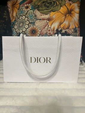 DIOR White Mini Shopper Bag with Gold Logo